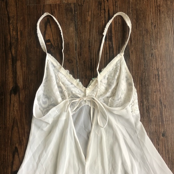 Vintage Cream Lace Sequin Beaded Nighty Slip - Picture 9 of 11